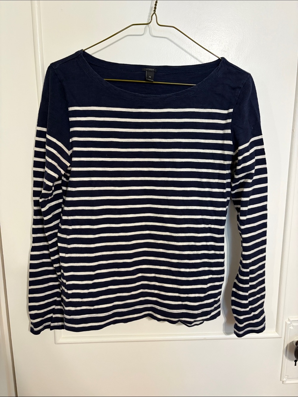 J. Crew Navy & White Striped Scoop-Neck Sweater